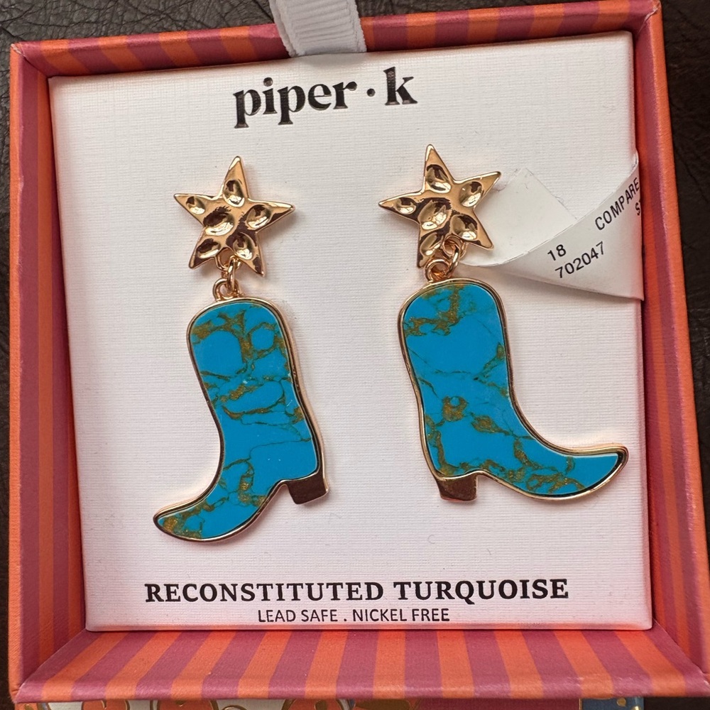 Piper K Turquoise Star and Boot Earrings